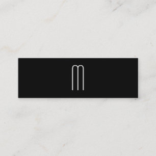 Modern Minimalist Monogram on Black Mini Business Card