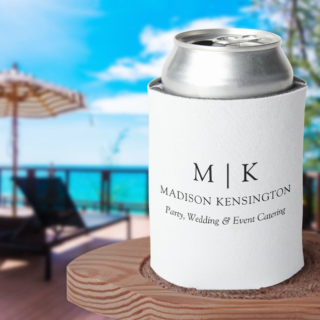 Modern Minimalist Monogram or Add Logo Business Can Cooler (Edit to Customize text, colors and more.)