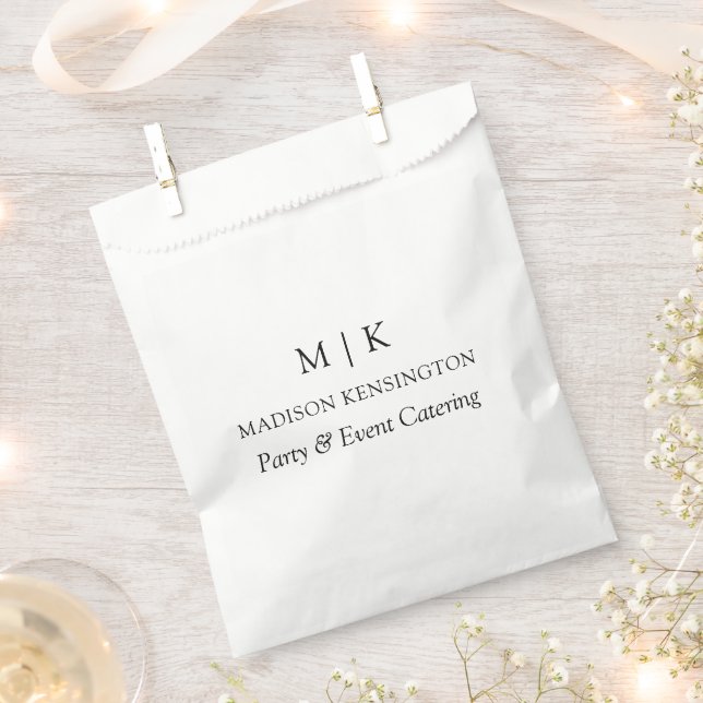 Modern Minimalist Monogram or Add Logo Business Favour Bags (Clipped)