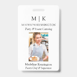 Modern Minimalist Monogram or Add Logo Business ID Badge