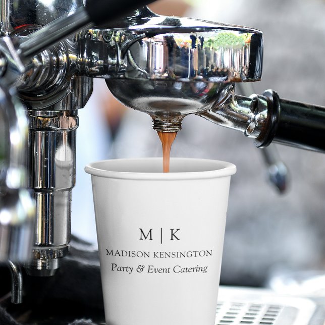 Modern Minimalist Monogram or Add Logo Business Paper Cups (Edit to Customize text, colors and more)
