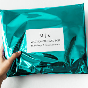 Modern Minimalist Monogram or Add Logo Business Rectangular Sticker