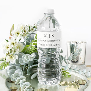 Modern Minimalist Monogram or Add Logo Business Water Bottle Label