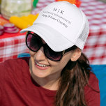 Modern Minimalist Monogram or Add Logo Trucker Hat<br><div class="desc">Modern Minimalist Hat. Black & White or choose your custom colours. Perfect for small business,  company brands,  self employed,  caterers,  bakeries,  coffee cafes,  restaurants and more. Easy to personalise with your monogram initials,  business name and information,  job title,  slogan or even add your logo or personal brand design.</div>