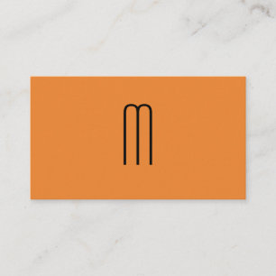 Modern Minimalist Monogram Orange Business Card