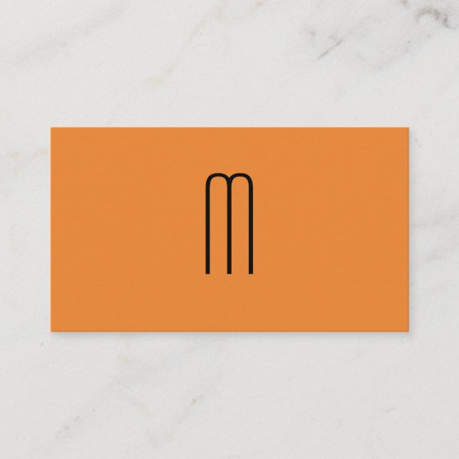 Modern Minimalist Monogram Orange Business Card (Front)