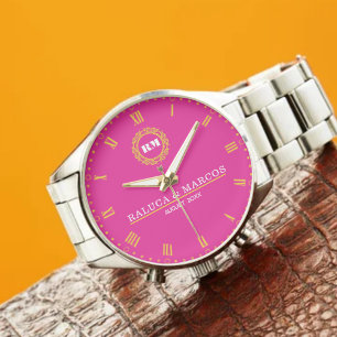 Modern Minimalist Monogram Personalized Wedding An Watch