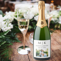 Modern Minimalist Monogram Photo Wedding