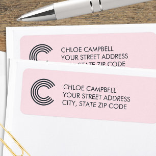 Modern Minimalist Monogram Pink Grey