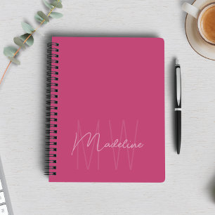 Modern Minimalist Monogram Pink Notebook