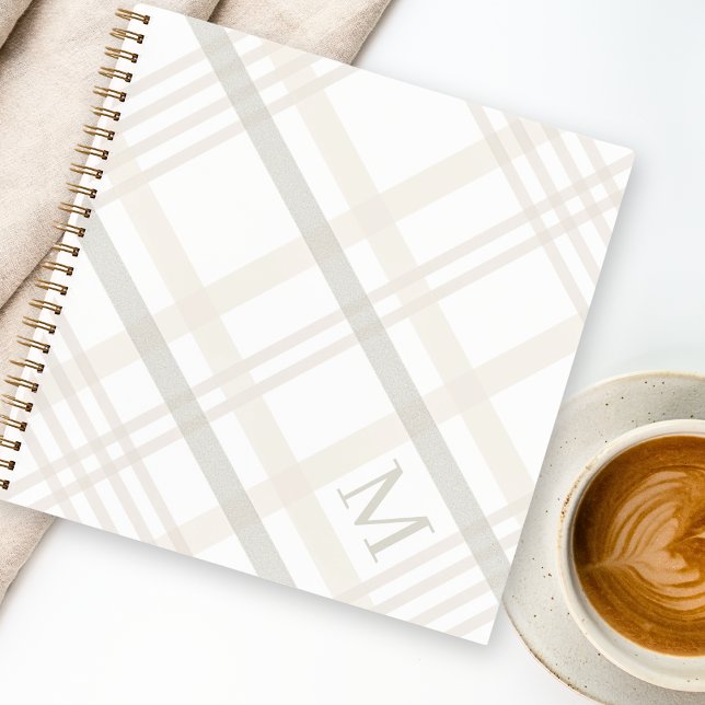 Modern Minimalist Monogram Plaid Sketchbook Notebook (Creator Uploaded)
