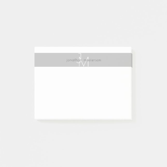 Modern Minimalist Monogram Professional Post-it Notes (Front)