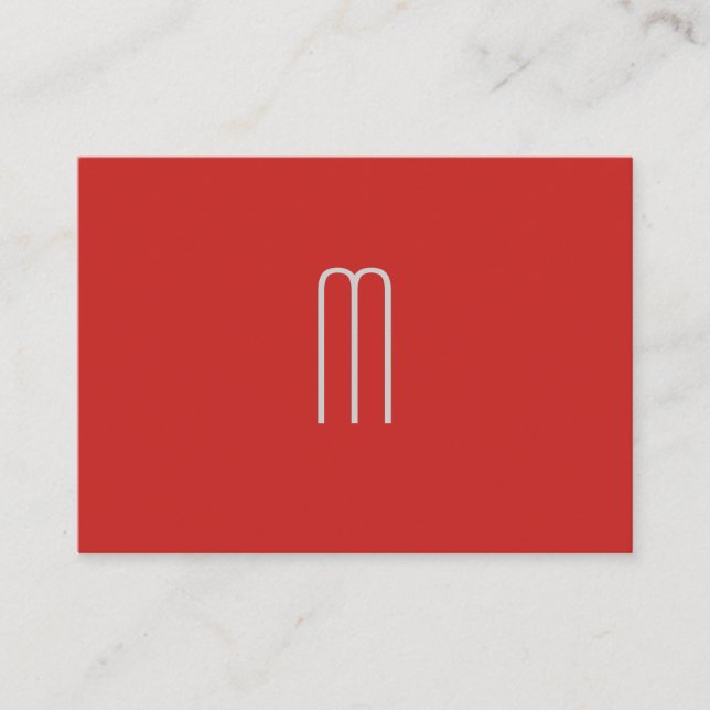Modern Minimalist Monogram Red Black Business Card (Front)