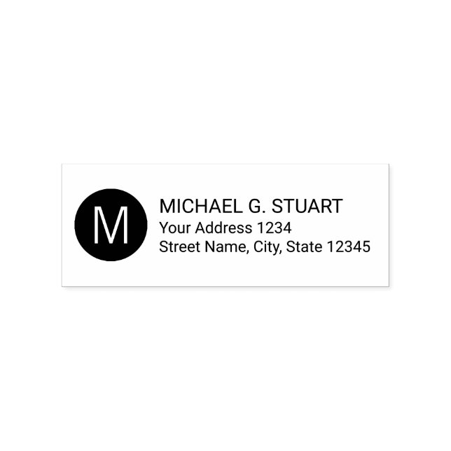Modern Minimalist Monogram Return Address Rubber Stamp (Imprint)