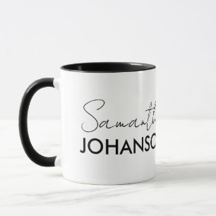Modern Minimalist Monogram Script Name Mug