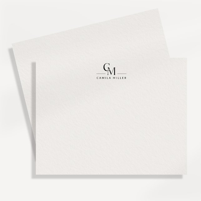 Modern Minimalist Monogram Stationery Note Card (Creator Uploaded)