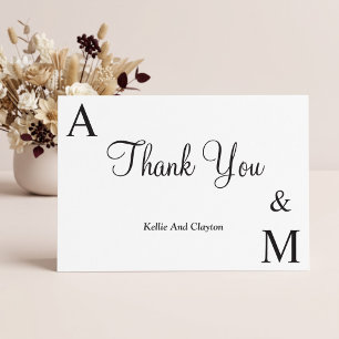 Modern Minimalist Monogram Thank You Card