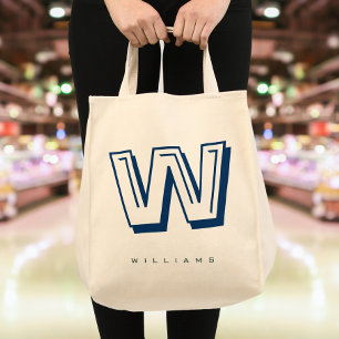 Modern Minimalist Monogram Tote Bag