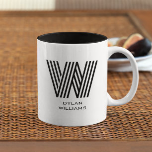 Modern Minimalist Monogram Two-Tone Coffee Mug