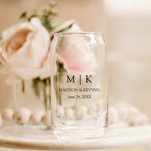 Modern Minimalist Monogram Wedding  Can Glass