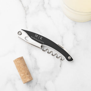 Modern Minimalist Monogram Wedding Corkscrew