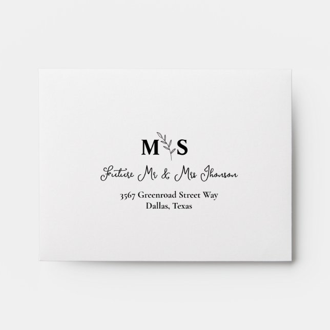 Modern Minimalist Monogram wedding Envelope (Front)