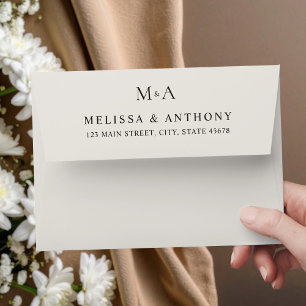 Modern Minimalist Monogram Wedding  Envelope