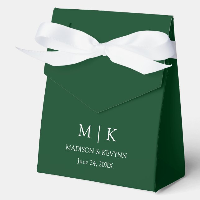 Modern Minimalist Monogram Wedding Green Favour Box (Front)