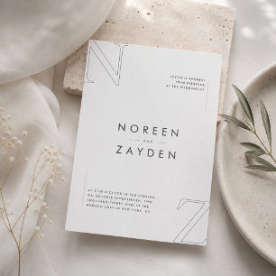 Modern Minimalist Monogram Wedding Invitation