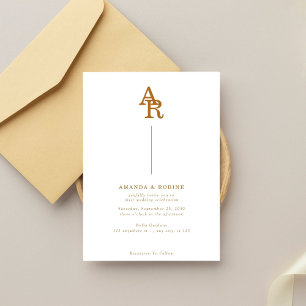 Modern Minimalist Monogram Wedding Invitation