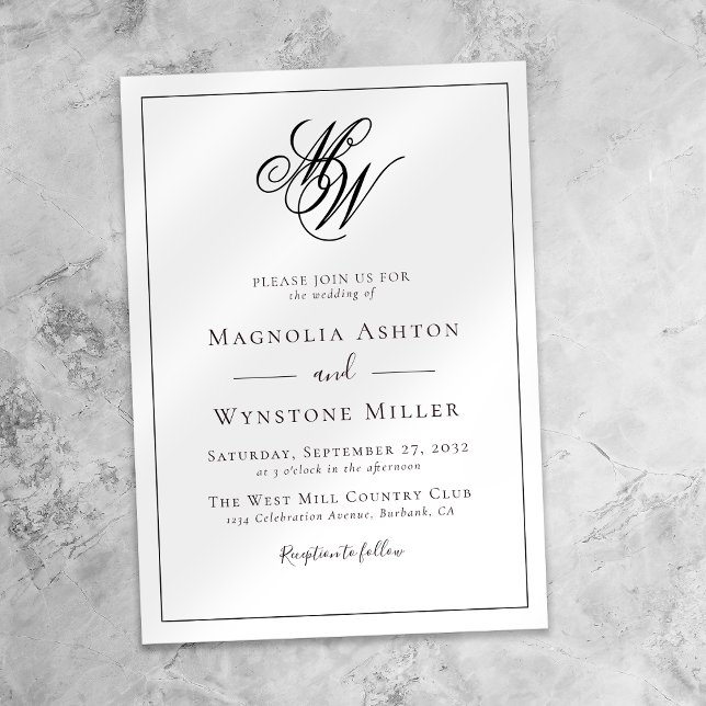 Modern Minimalist Monogram Wedding Invitation (Creator Uploaded)