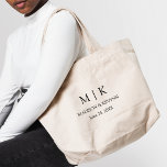Modern Minimalist Monogram Wedding Large Tote Bag<br><div class="desc">Modern Minimalist yet Elegant Couple Monogram Initials,  Names and Date Large Wedding Tote Bag - Black & White. Great to use as favour bags,  bridesmaid,  groomsman and wedding party gifts.</div>