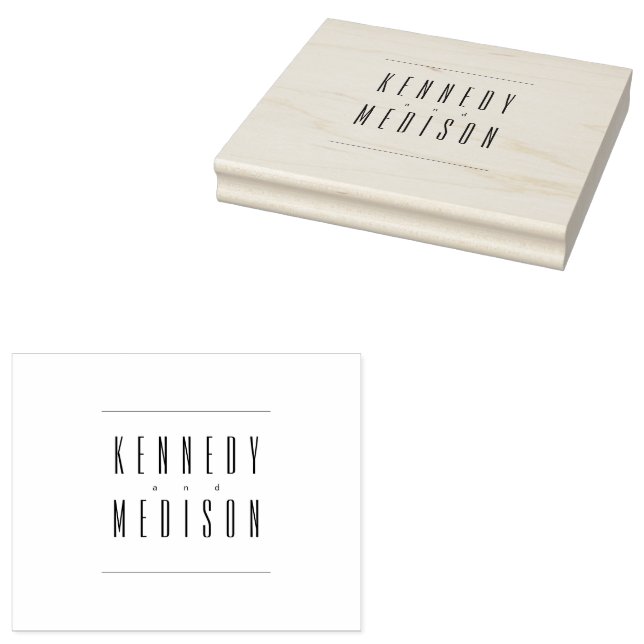 Modern Minimalist Monogram Wedding Rubber Stamp (Stamped)