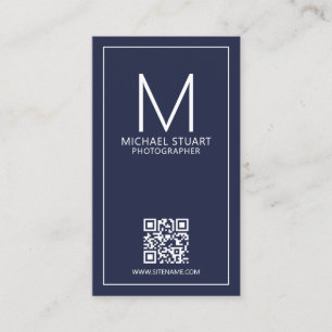 Modern Minimalist Monogram with Qr Code Business C Card