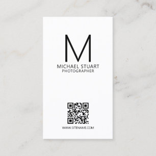 Modern Minimalist Monogram with Qr Code Business Card