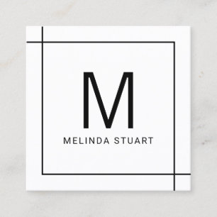 Modern Minimalist Monogram with Qr Code Square Bus Business Card