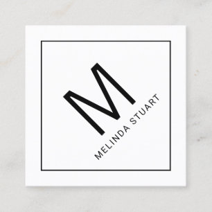 Modern Minimalist Monogram with Qr Code Square Bus Business Card