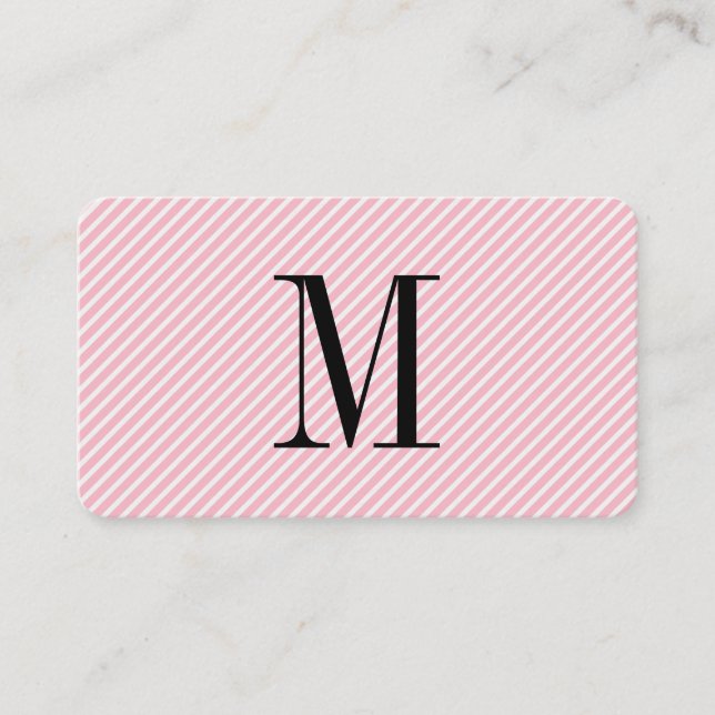 Modern Minimalist Monogram with Stripes Business Card (Front)