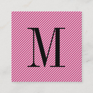Modern Minimalist Monogram with Stripes Square Business Card