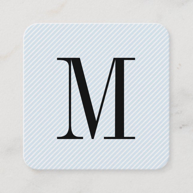 Modern Minimalist Monogram with Stripes Square Business Card (Front)