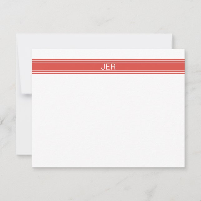 Modern Minimalist Monogrammed Name Initials Red Card (Front)
