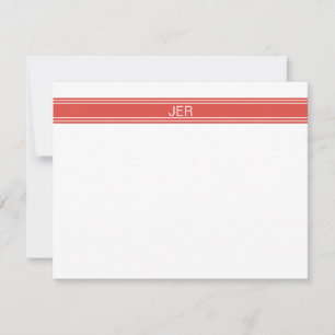 Modern Minimalist Monogrammed Name Initials Red Card