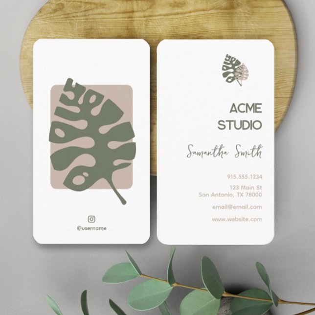 Modern Minimalist Monstera Business Card (Boho Plants Business Card Template)