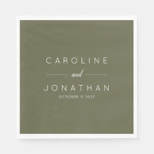 Modern Minimalist Moss Green Custom Wedding Napkin