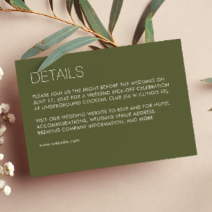 Modern Minimalist Moss Green Wedding Enclosure Card