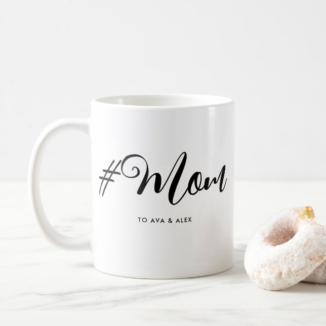 Modern Minimalist Mother's Day Handwritten #Mom Coffee Mug (With Donut)
