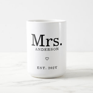 Modern Minimalist "Mrs. Est" Custom Name Coffee Mug