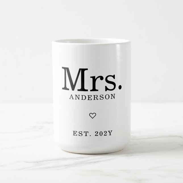 Modern Minimalist "Mrs. Est" Custom Name Coffee Mug (Center)