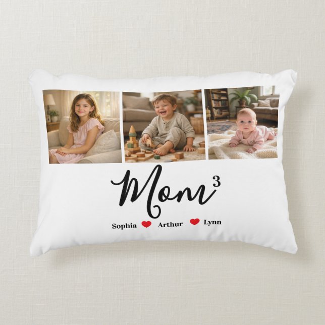 Modern Minimalist Mum Custom Photo & Name Keepsake Decorative Cushion (Front)