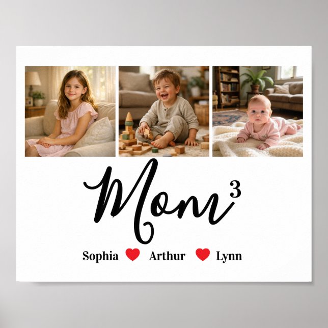 Modern Minimalist Mum Custom Photo & Name Keepsake Poster (Front)